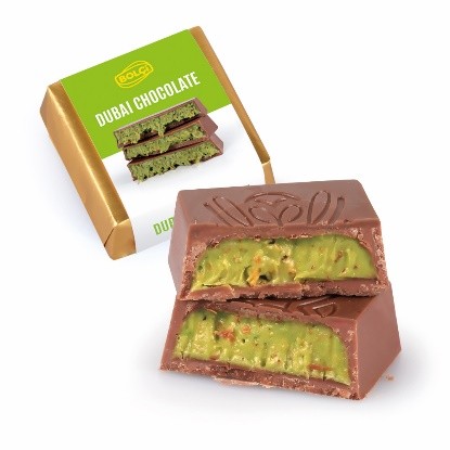 Picture of PISTACHIO KADAYIF FILLED MILK CHOCOLATE 2,5Kg