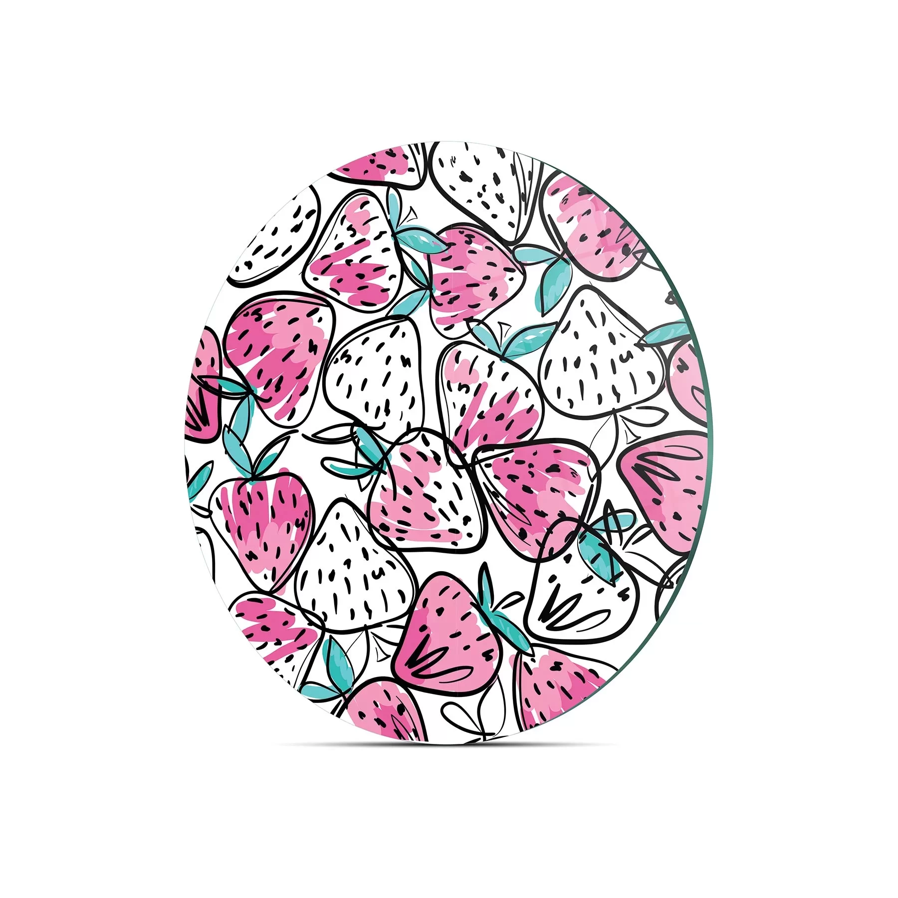 Picture of Decovetro Cam Kesme Tahtası ve Sunumluk Yuvarlak Çilek Desenli 30x30 Cm