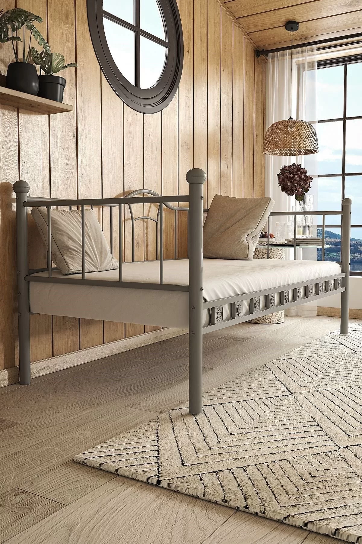 Picture of Kamelya Sedir Metal Karyola Gri