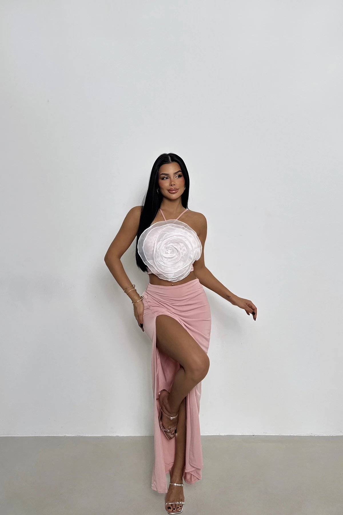 Picture of Powder Rose Detailed Skirt Suit