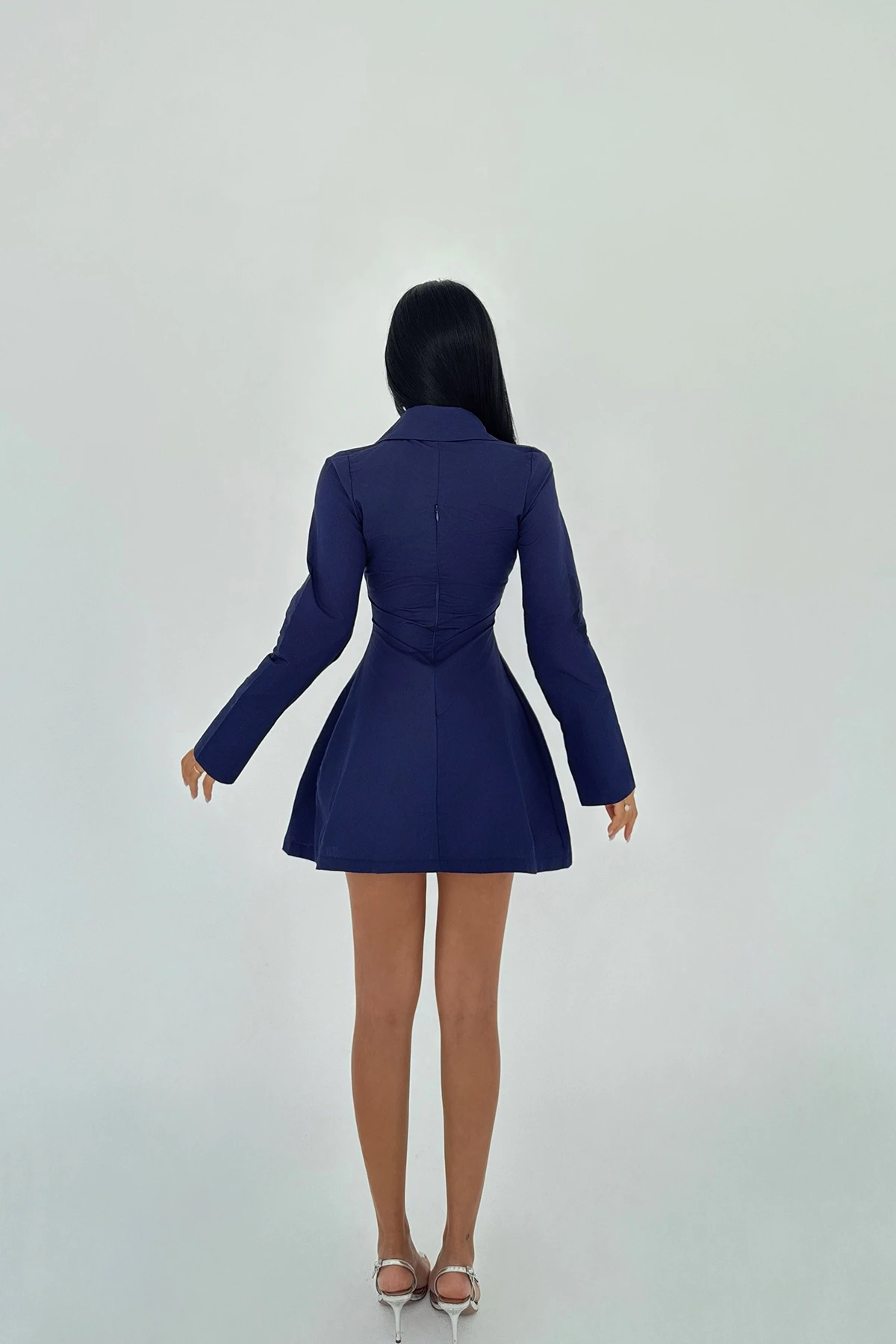 Picture of Navy Blue Shirt Collar Mini Dress