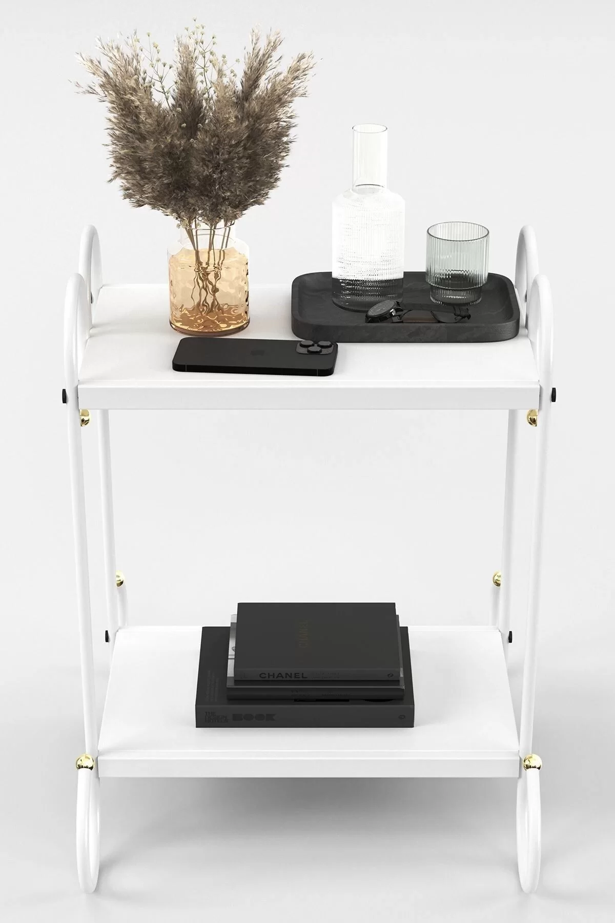 Picture of Truva Retro Ferforje Metal Komodin Beyaz