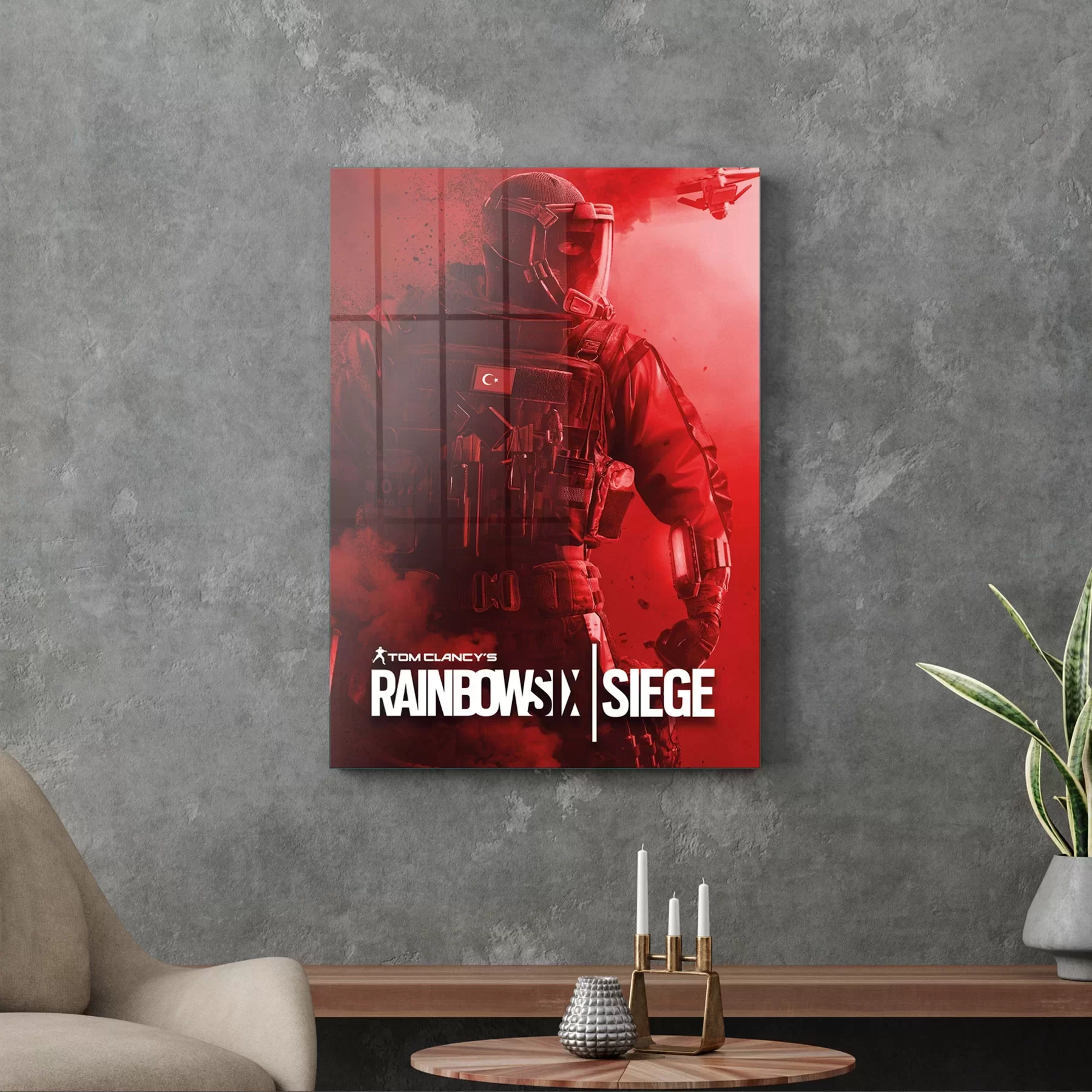 Picture of Decovetro Cam Tablo Kırmızı Rainbowsix Siege 30x40 cm