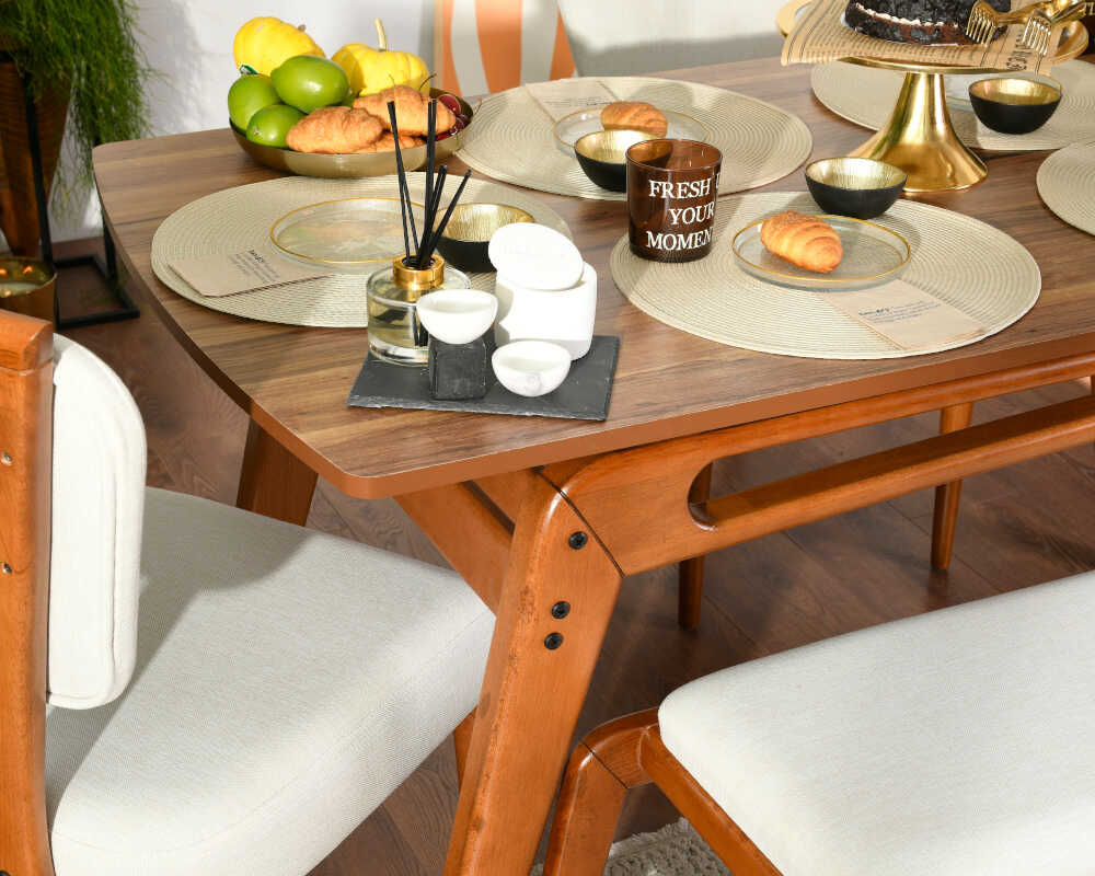 Picture of Palace Ceviz 2 Sandalye 1 Bench 1 Masa (80x160)