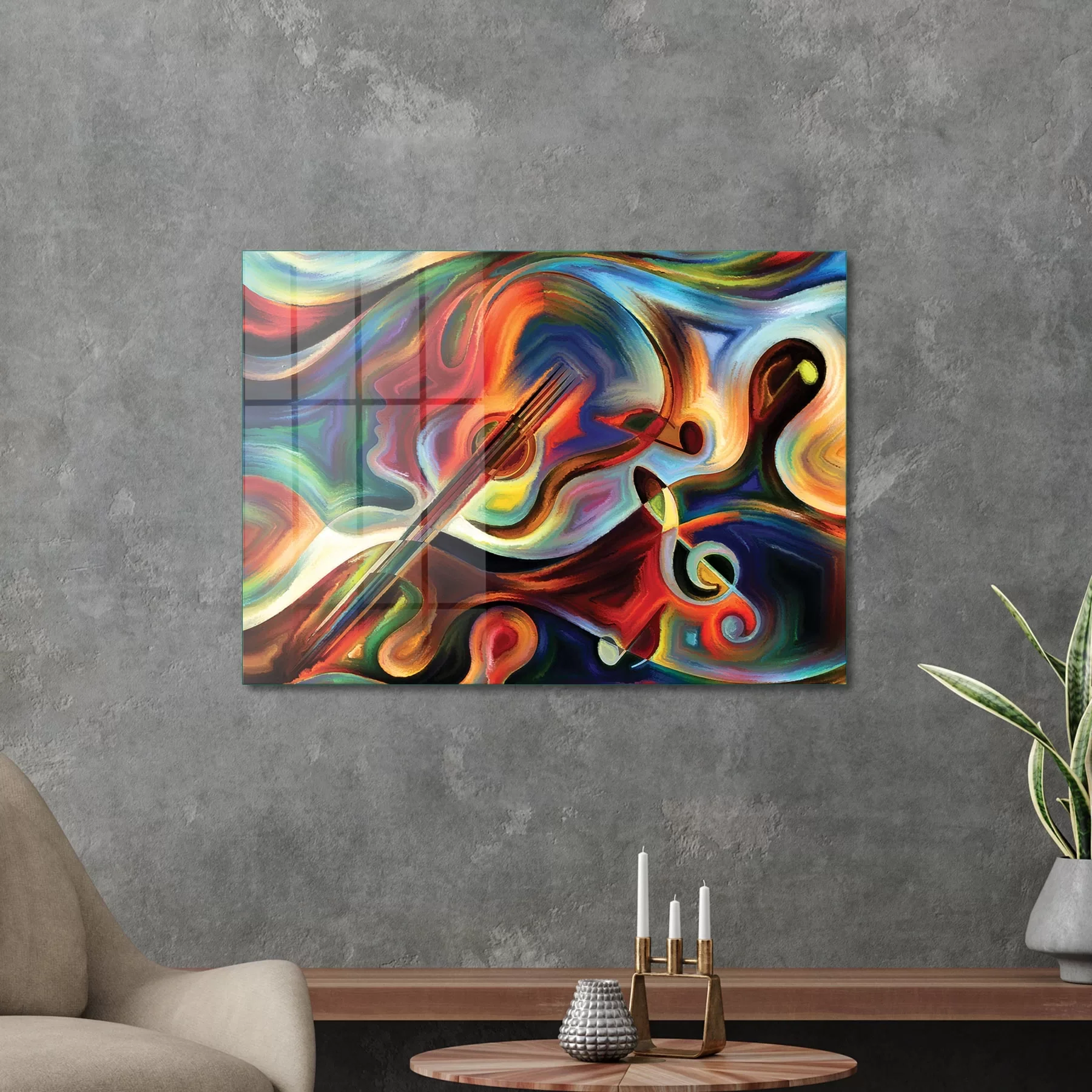 Picture of Decovetro Cam Tablo Soyut Müzikal 50x70 cm