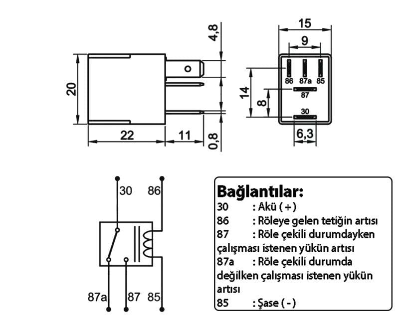 Picture of Mikro Röle 12V 40A 5 Fişli Dirençli Çift Platin