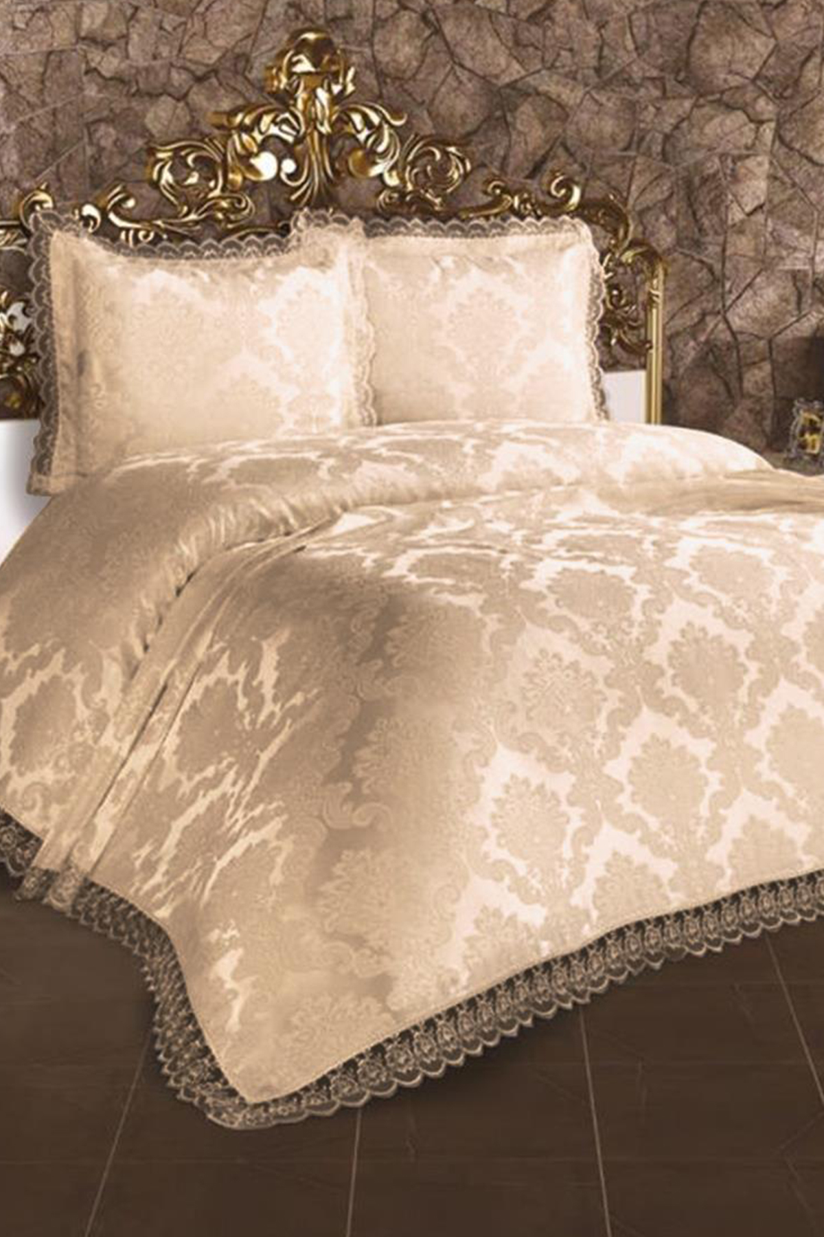 Picture of Fransız Dantelli Lalezar Yatak Örtüsü Cappucino