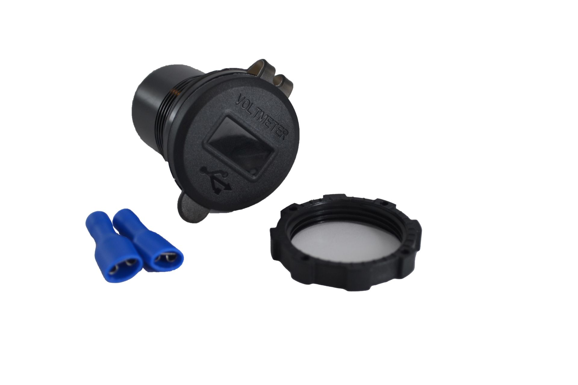 Picture of 12V 24V DC USB QC3.0 Şarj Port Voltmetreli Anahtarlı Yuvarlak MT-UP07