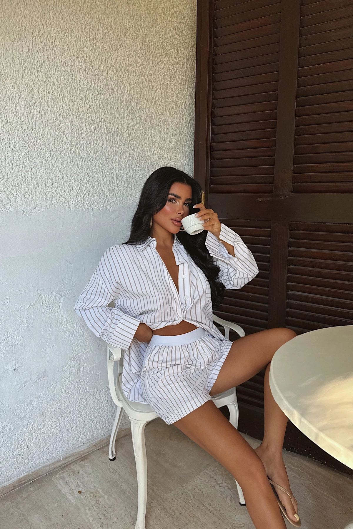 Picture of Yellow Striped Shorts Set