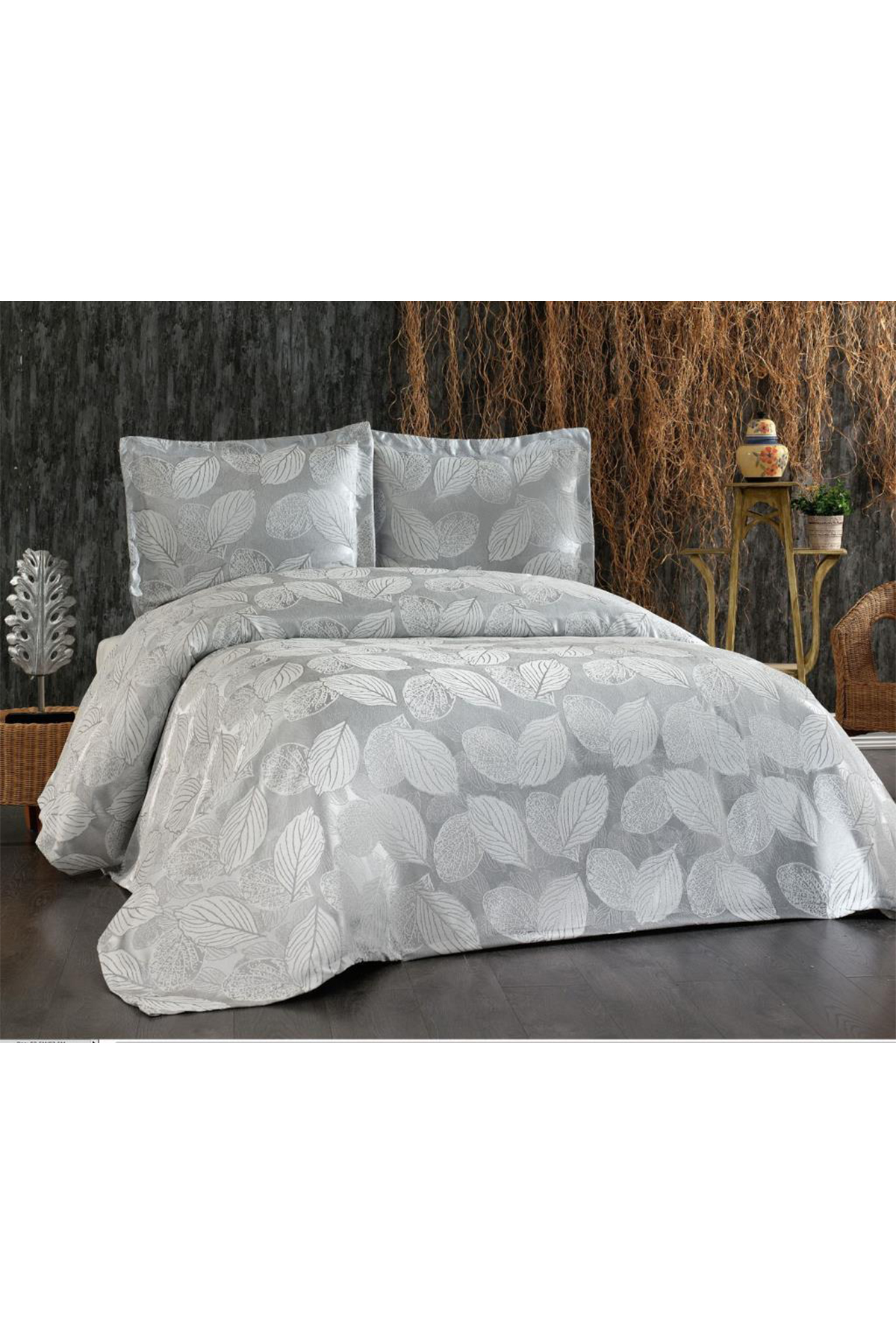 Picture of Çeyiz Diyarı Yaprak Çift Kişilik Yatak Örtüsü Takımı