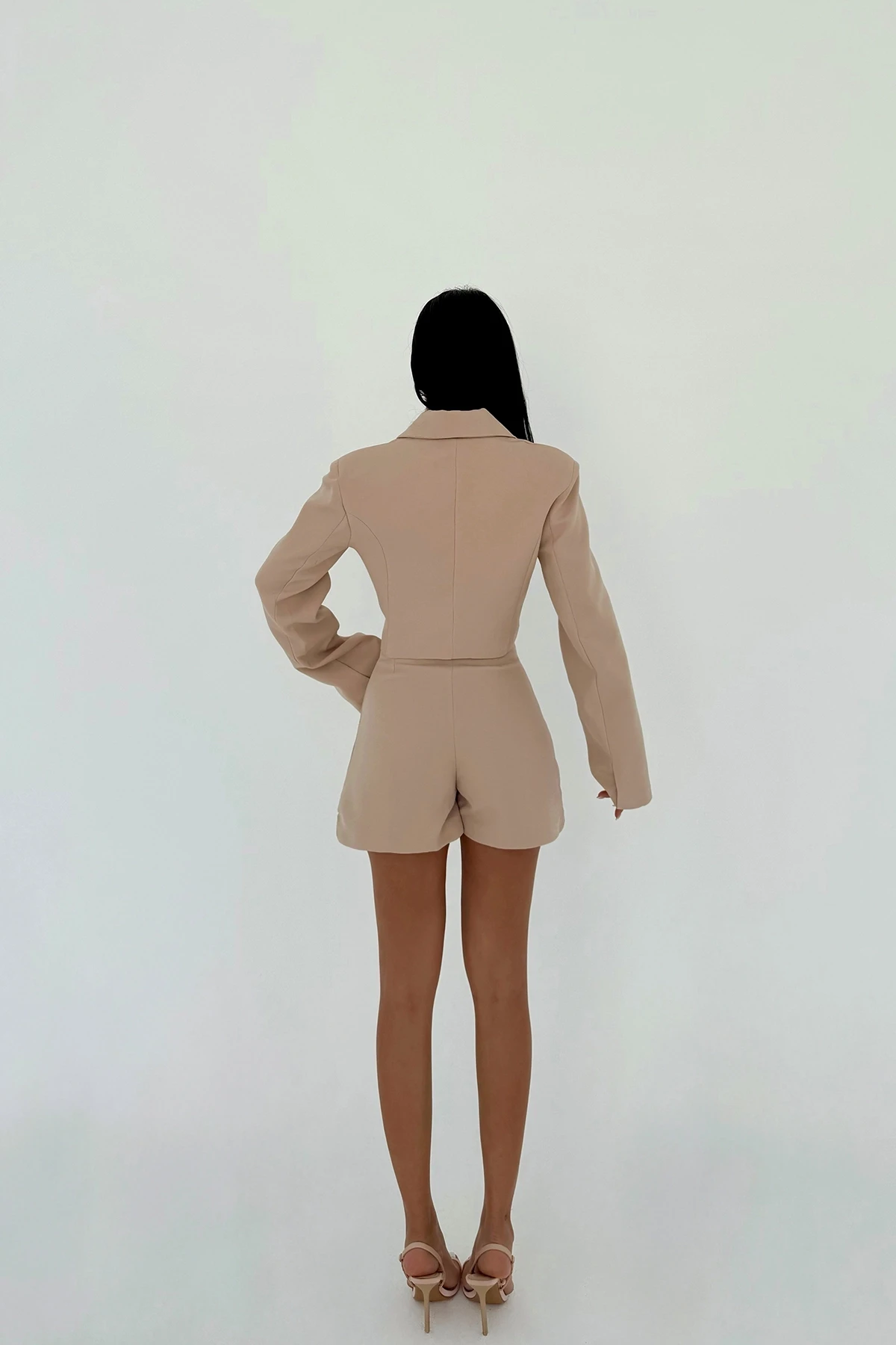 Picture of Cream Button Detail Skirt Suit