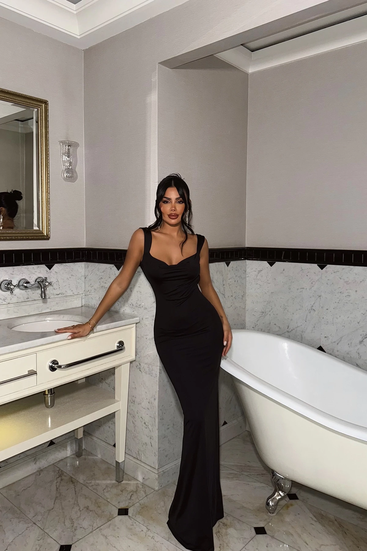 Picture of Black Bow Detail Long Dress