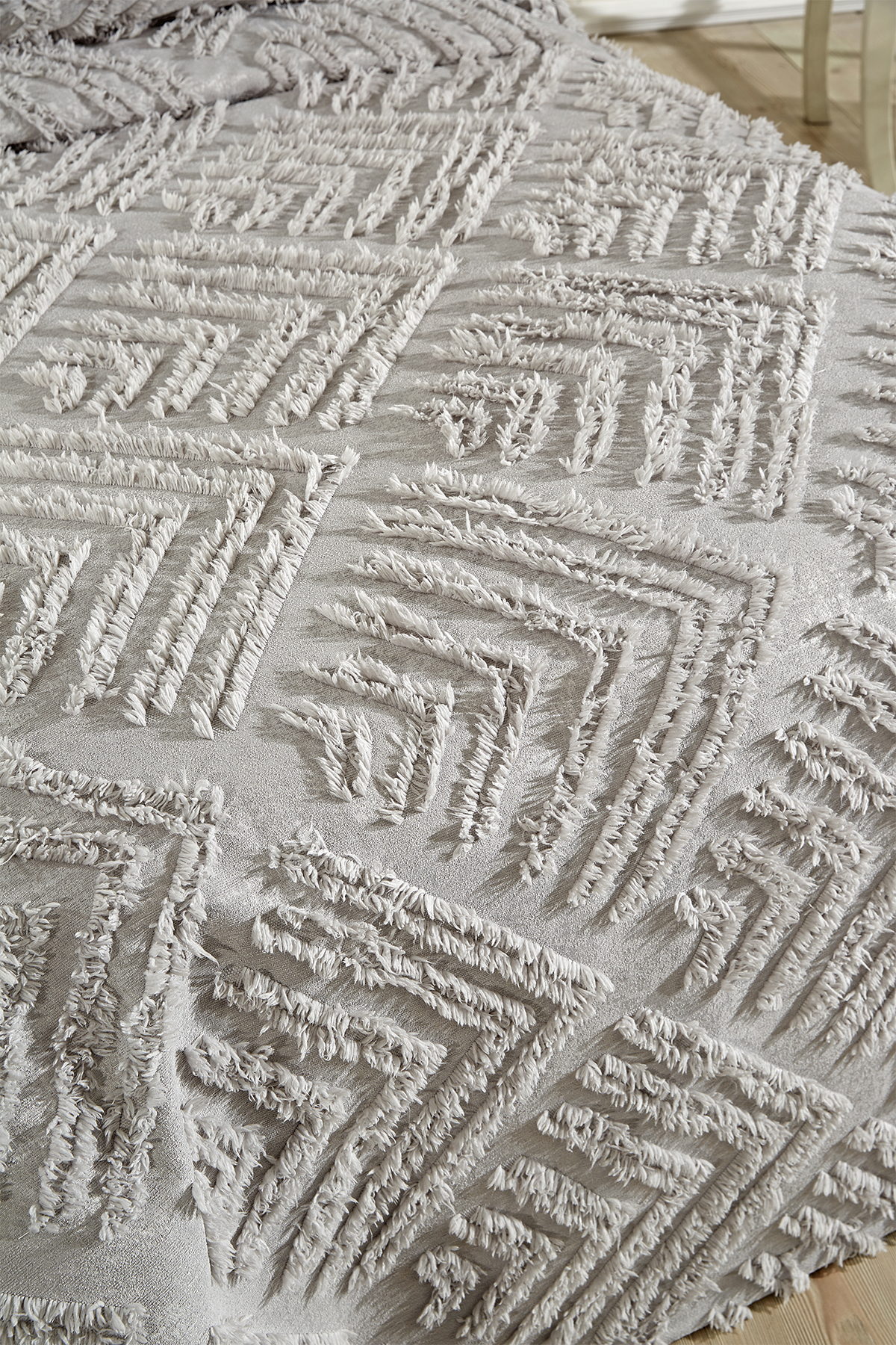 Picture of Çeyiz Diyarı Pine 2 Parça Tek Kişilik Pike Takımı Gri