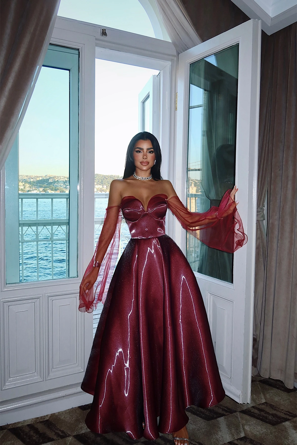 Picture of Burgundy Maisy Evening Dress