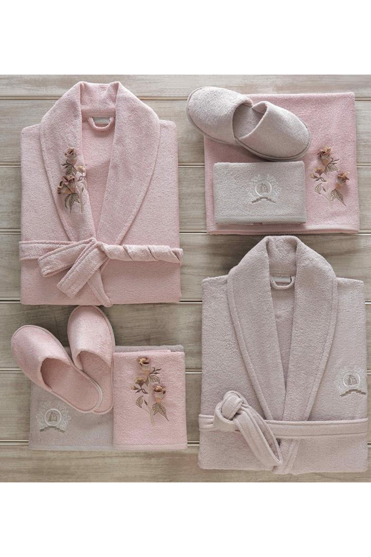 Picture of Dantela Anetta 3d Bamboo Bornoz Seti Pudra Taş