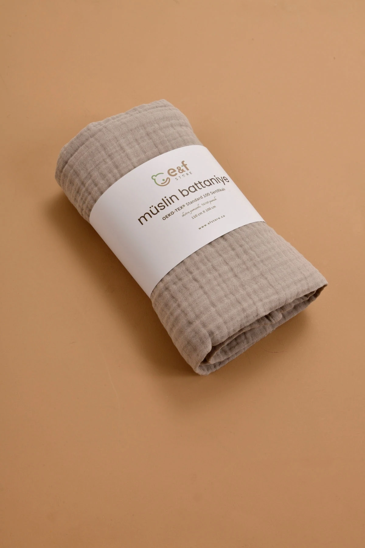 Picture of 4 Katlı Organik Müslin Bebek Battaniyesi - Bej