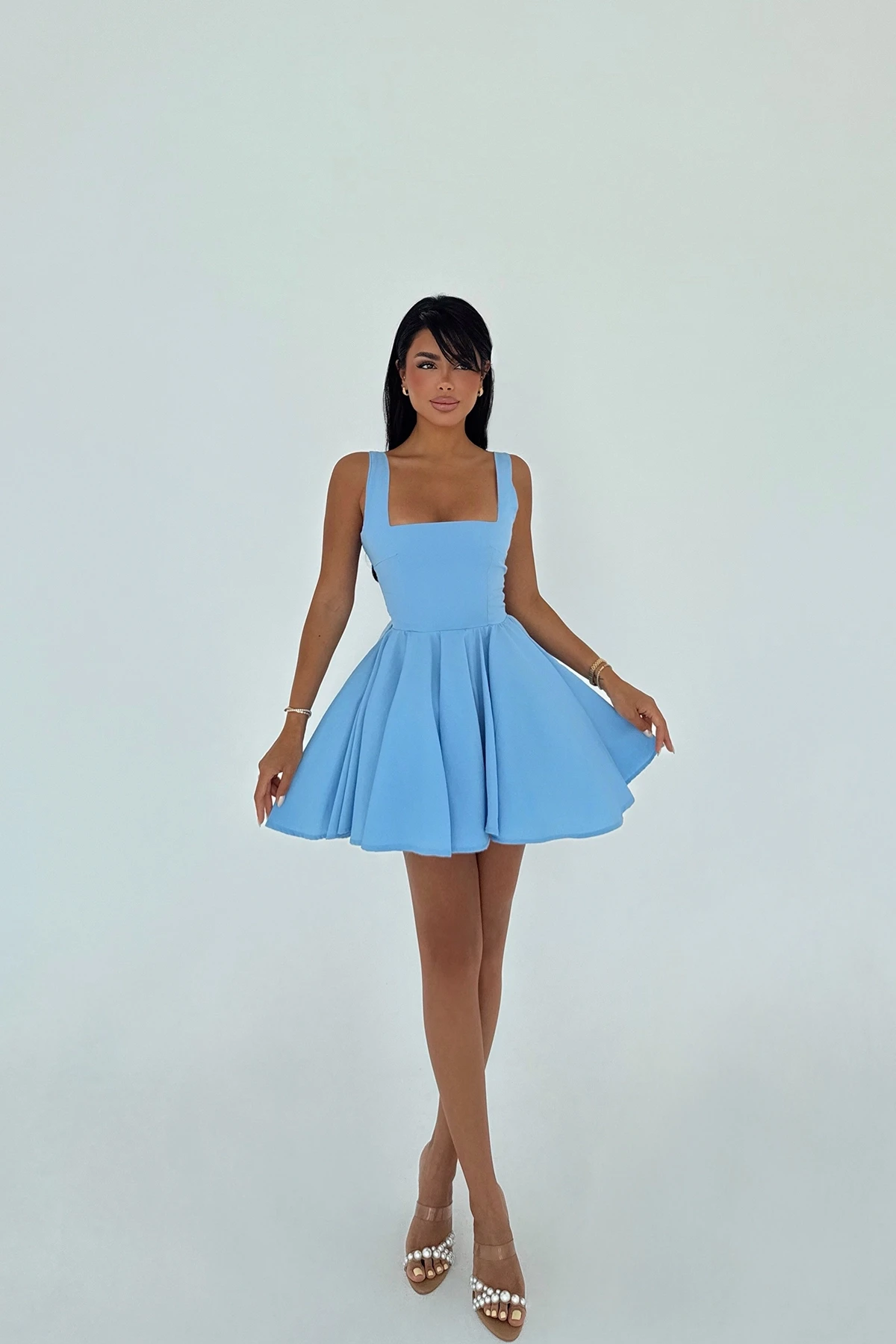 Picture of Blue Nolan Back Bow Detail Mini Dress