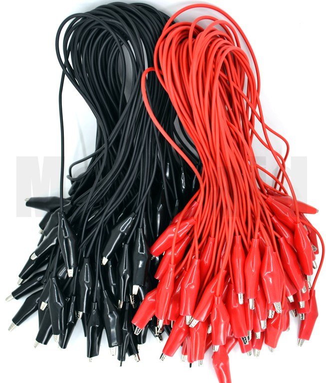 Picture of 100 Çift Büyük Boy Krokodil 40cm Kablolu Kırmızı Siyah