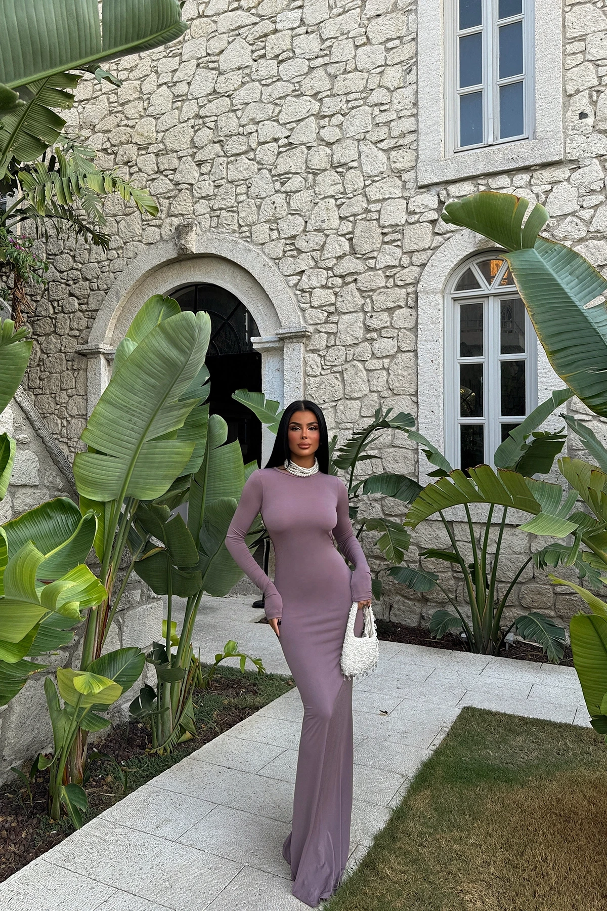 Picture of Dusty Rose Doss Long Backless Dress