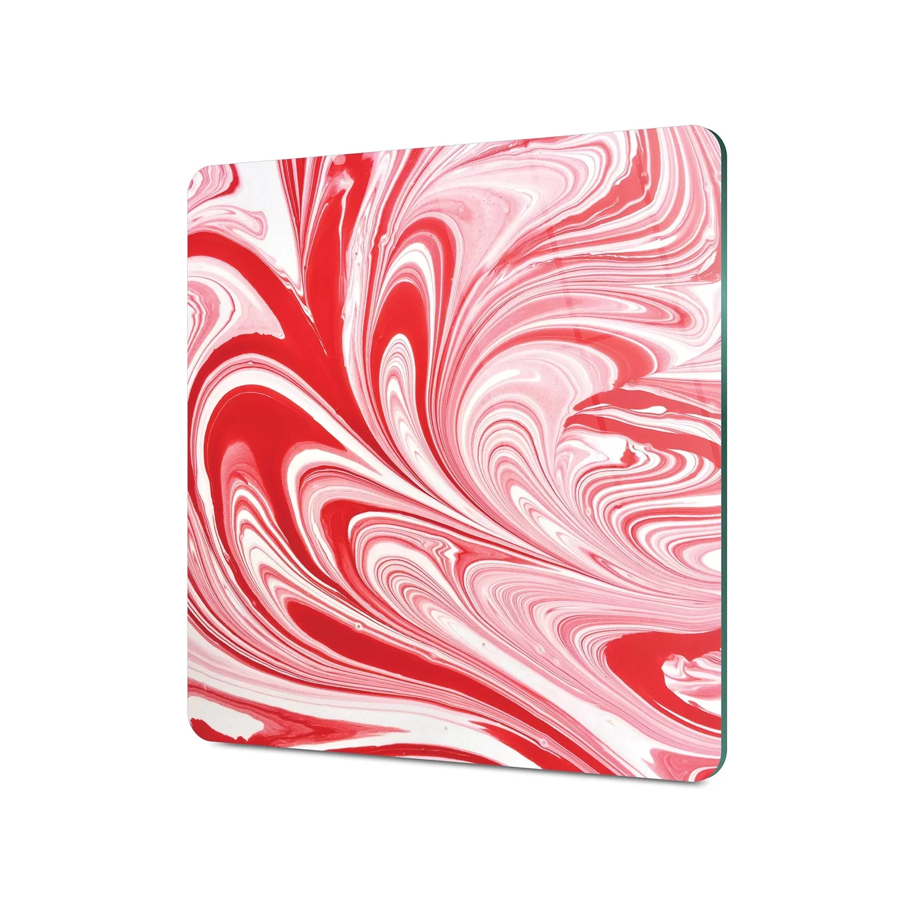 Picture of Decovetro Cam Kesme Tahtası ve Sunumluk Kare Kırmızı Ebru Desenli 30x30 Cm