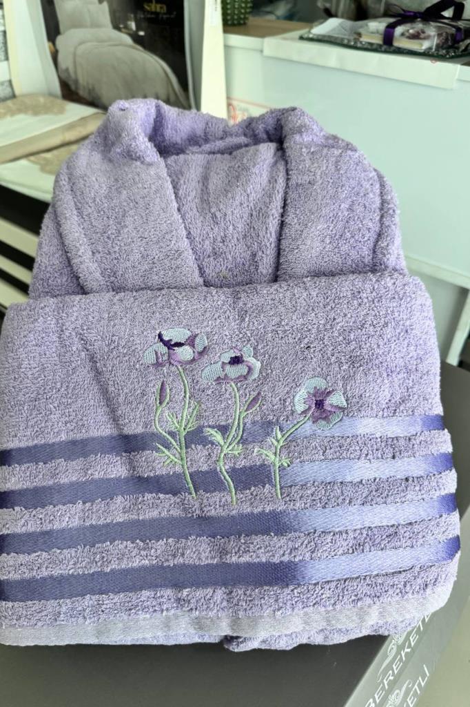 Picture of Çiçek Bayan Bornoz Seti Mor