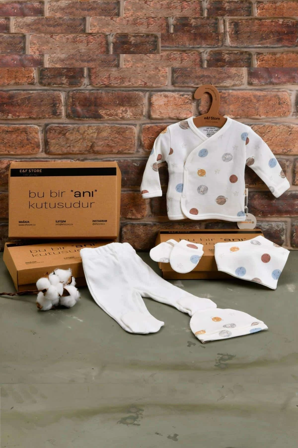 Picture of 5’li Yenidoğan Hastane Çıkışı Seti - Doğal Pamuklu - Gezegen Desenli