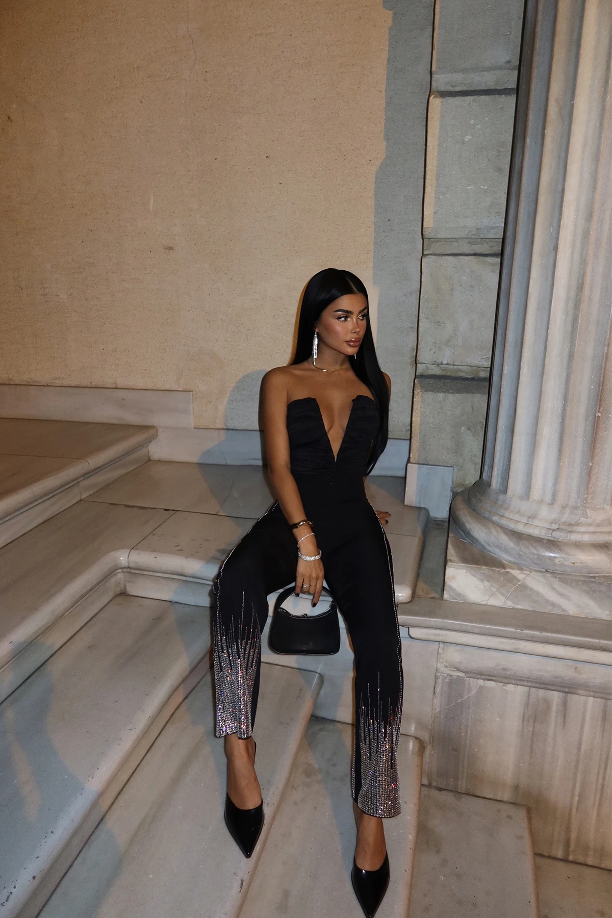 Picture of Black Peta Stone Glitter Pants