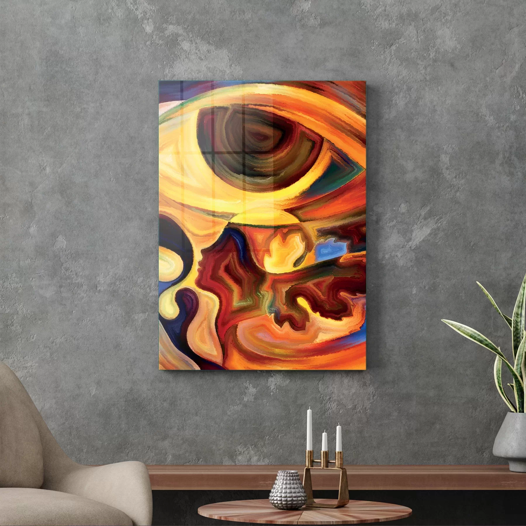 Picture of Decovetro Cam Tablo Soyut Yağlı Boya Desenli 30x40 cm