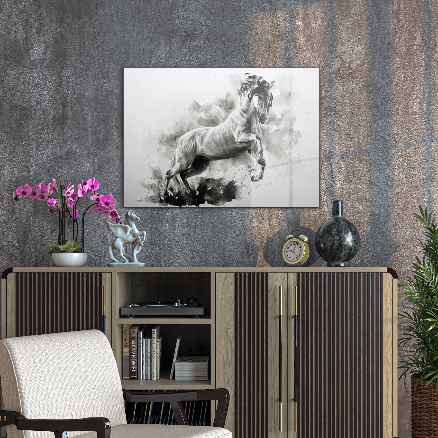 Picture of Decovetro Cam Tablo Siyah Beyaz At 30x40 cm