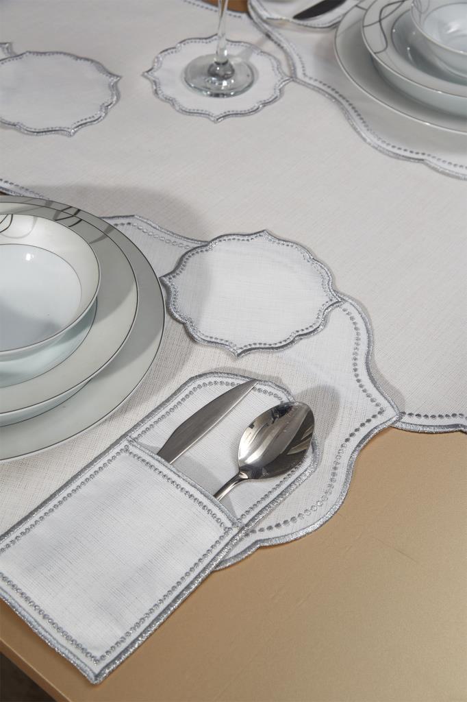 Picture of Damla Keten Nakışlı Amerikan Servis Takımı 19 Parça Silver