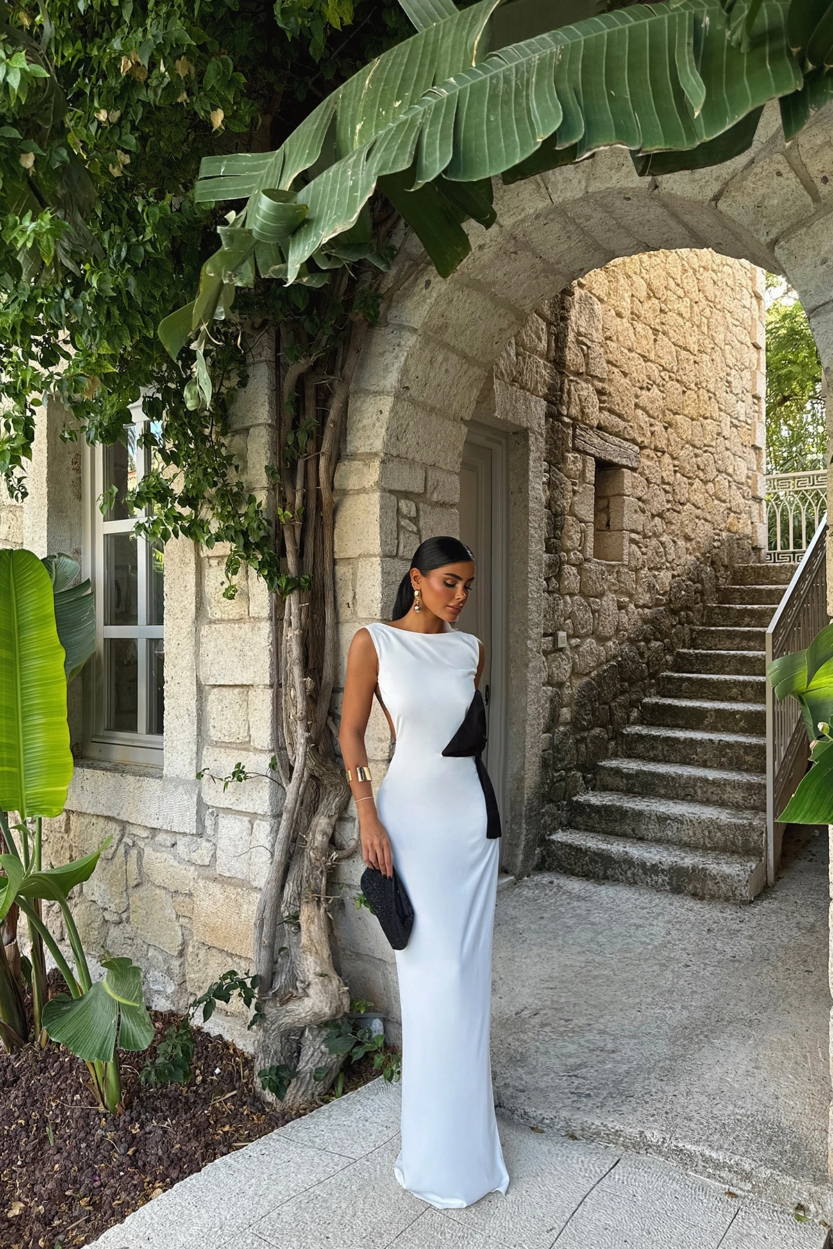 Picture of White Bow Detail Long Dress