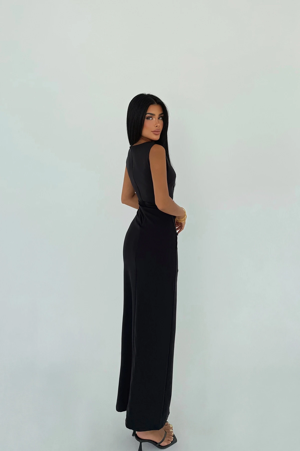 Picture of Black Button Midi Dress