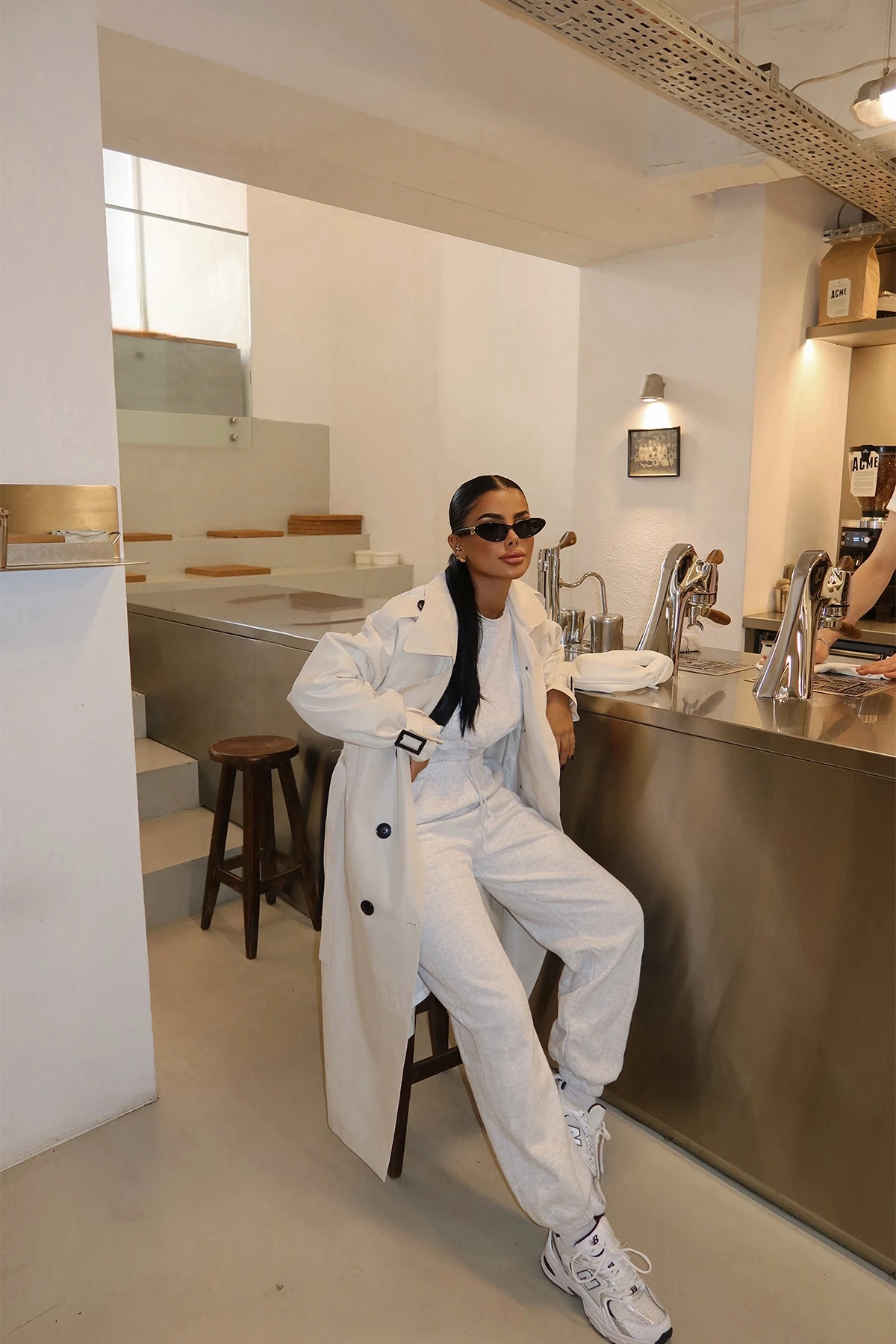 Picture of Off-White Trench Coat with Belted Sleeves