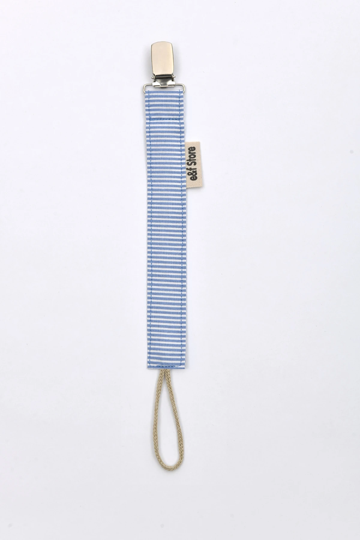 Picture of İkinci Şans - Pamuk Kumaşlı Emzik Zinciri – Mavi Beyaz Çizgili