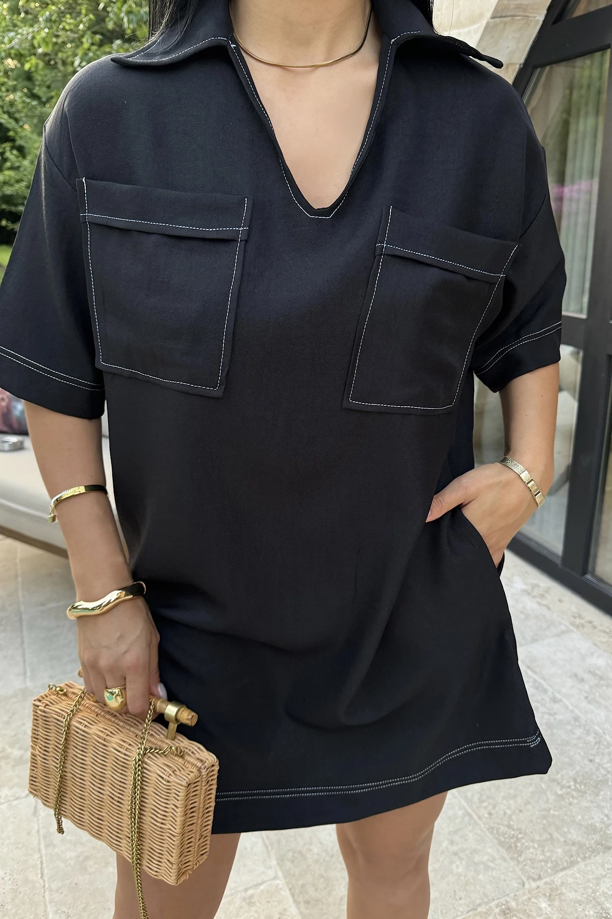 Picture of Black Tilda Linen Shirt Dress