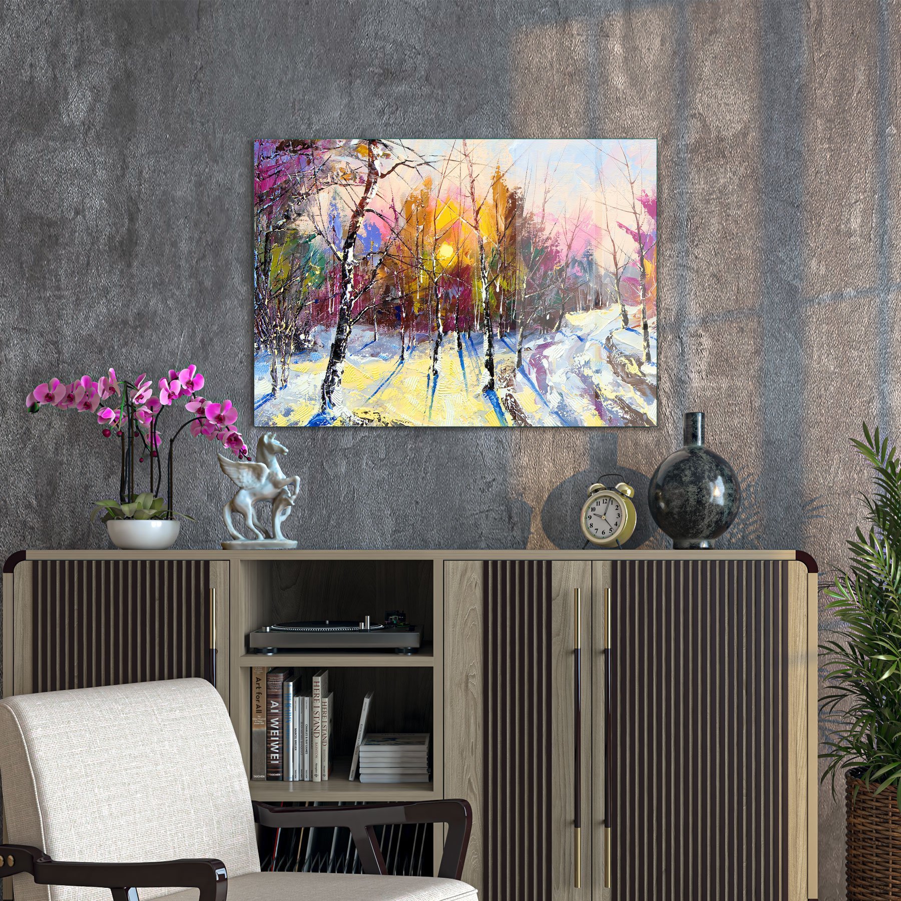 Picture of Decovetro Cam Tablo Yağlı Boya Orman Manzarası 70x100 cm