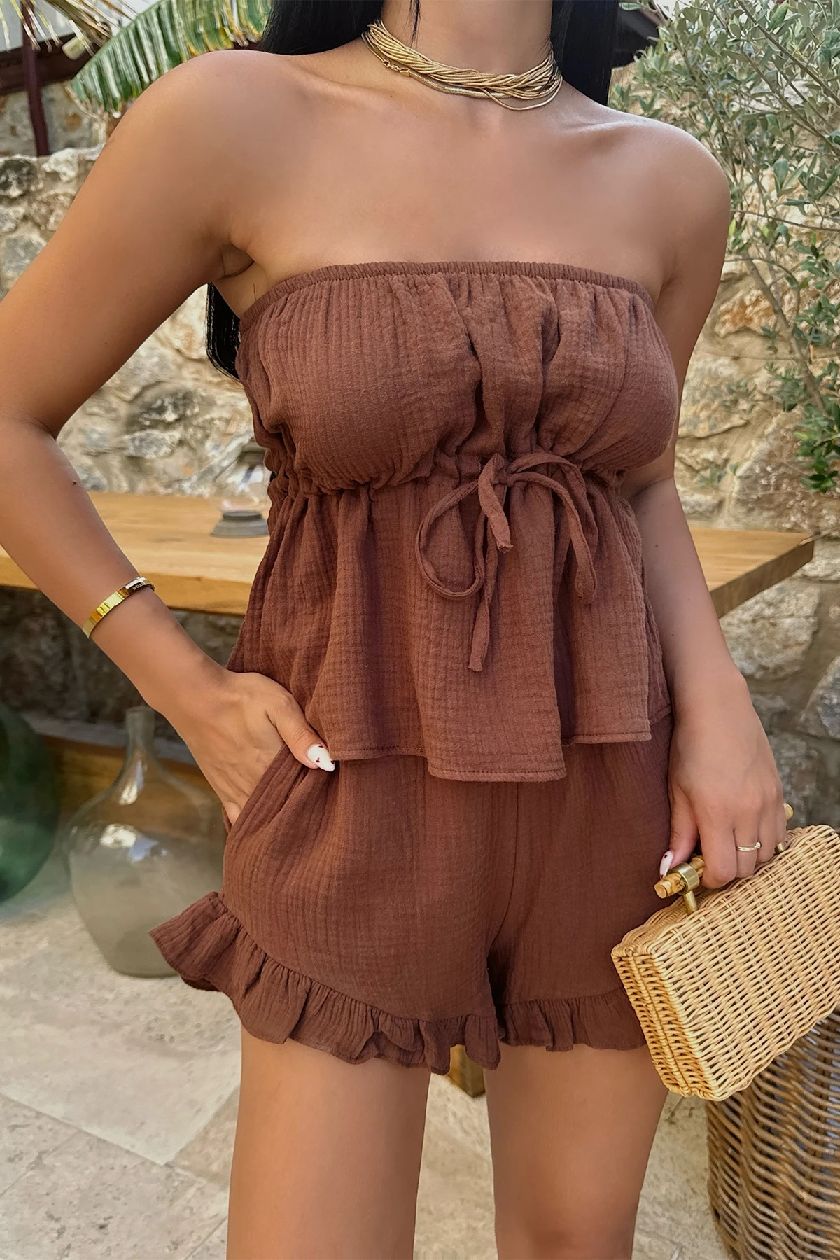 Picture of Brown Tanja  Shorts Set