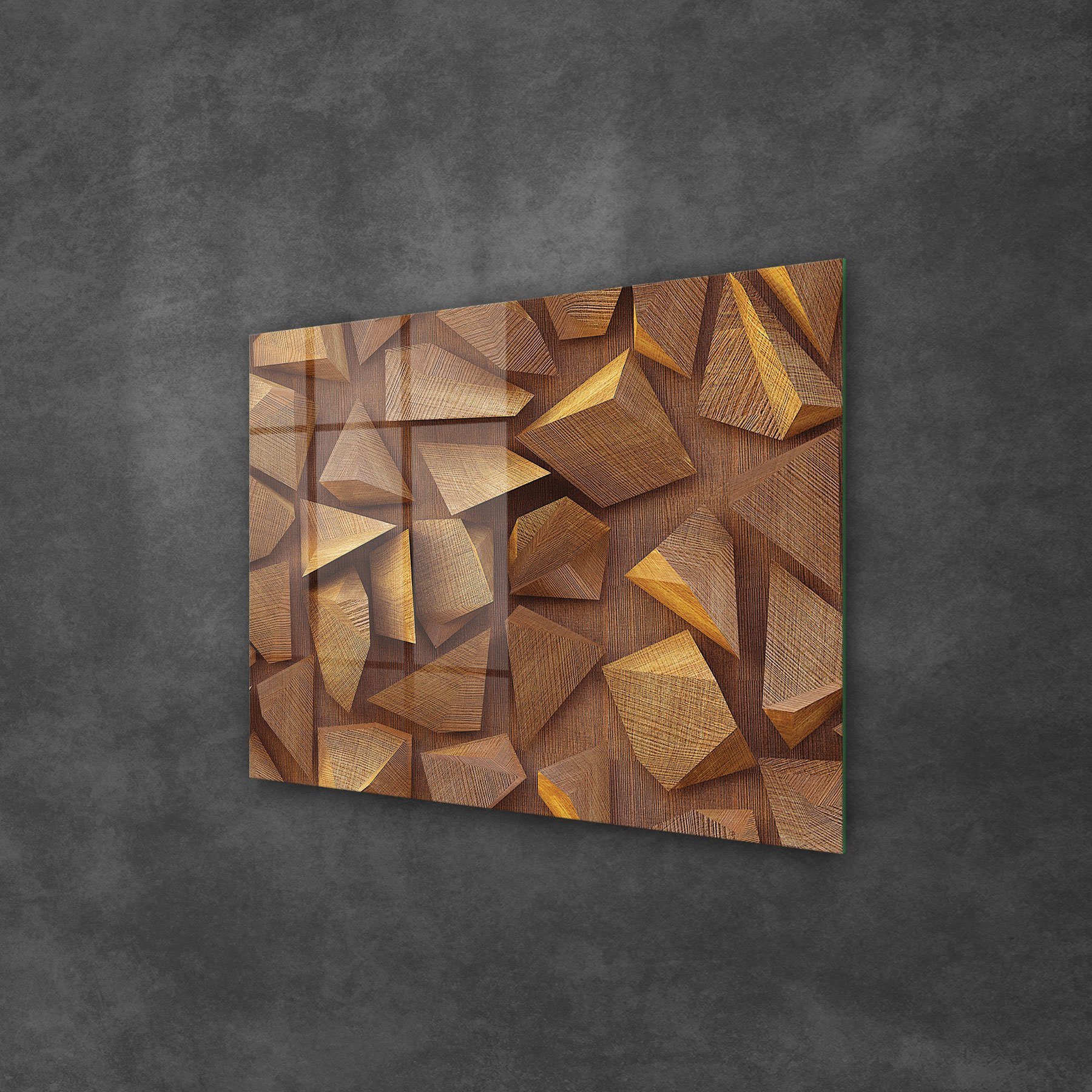 Picture of Decovetro Cam Tablo Geometrik Ahşap Ağaç Desenli 30x40 cm