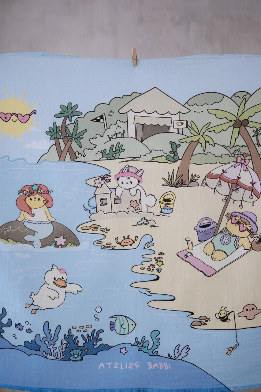 Picture of Çift Katlı Müslin Bebek Örtüsü - Sahil / Kız