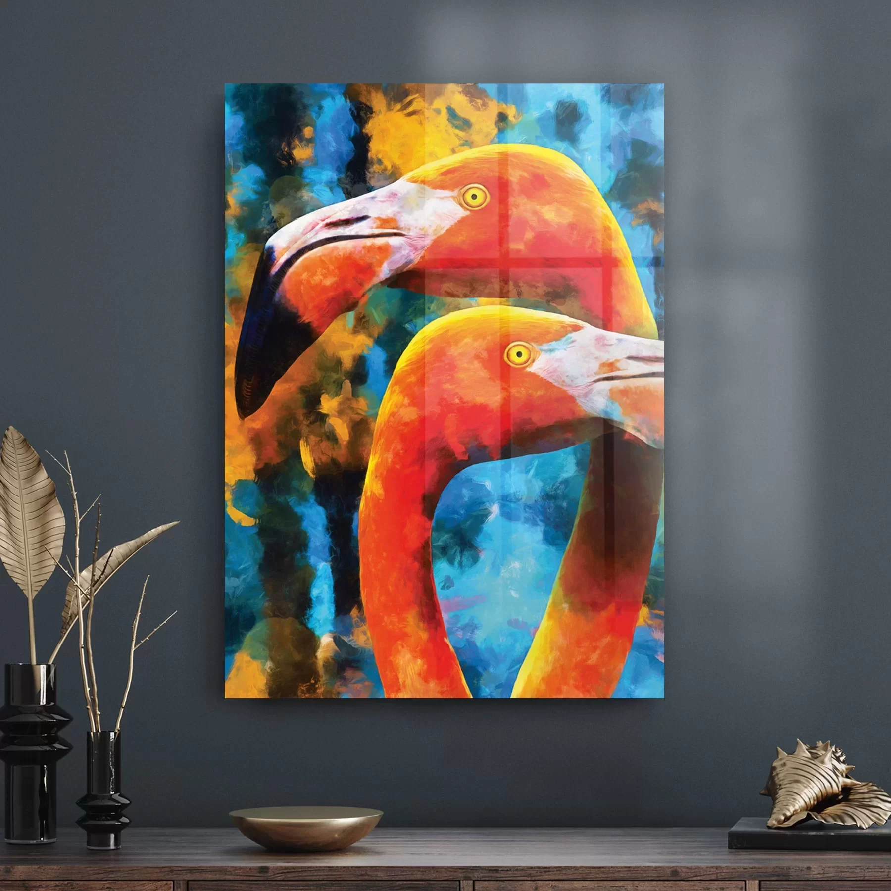 Picture of Decovetro Cam Tablo Yağlı Boya Flamingolar 30x40 cm