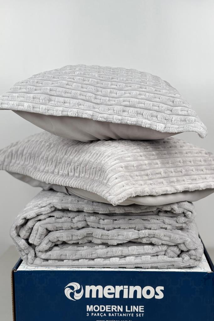 Picture of Merinos Twist Tek Kişilik Battaniye Seti Gri