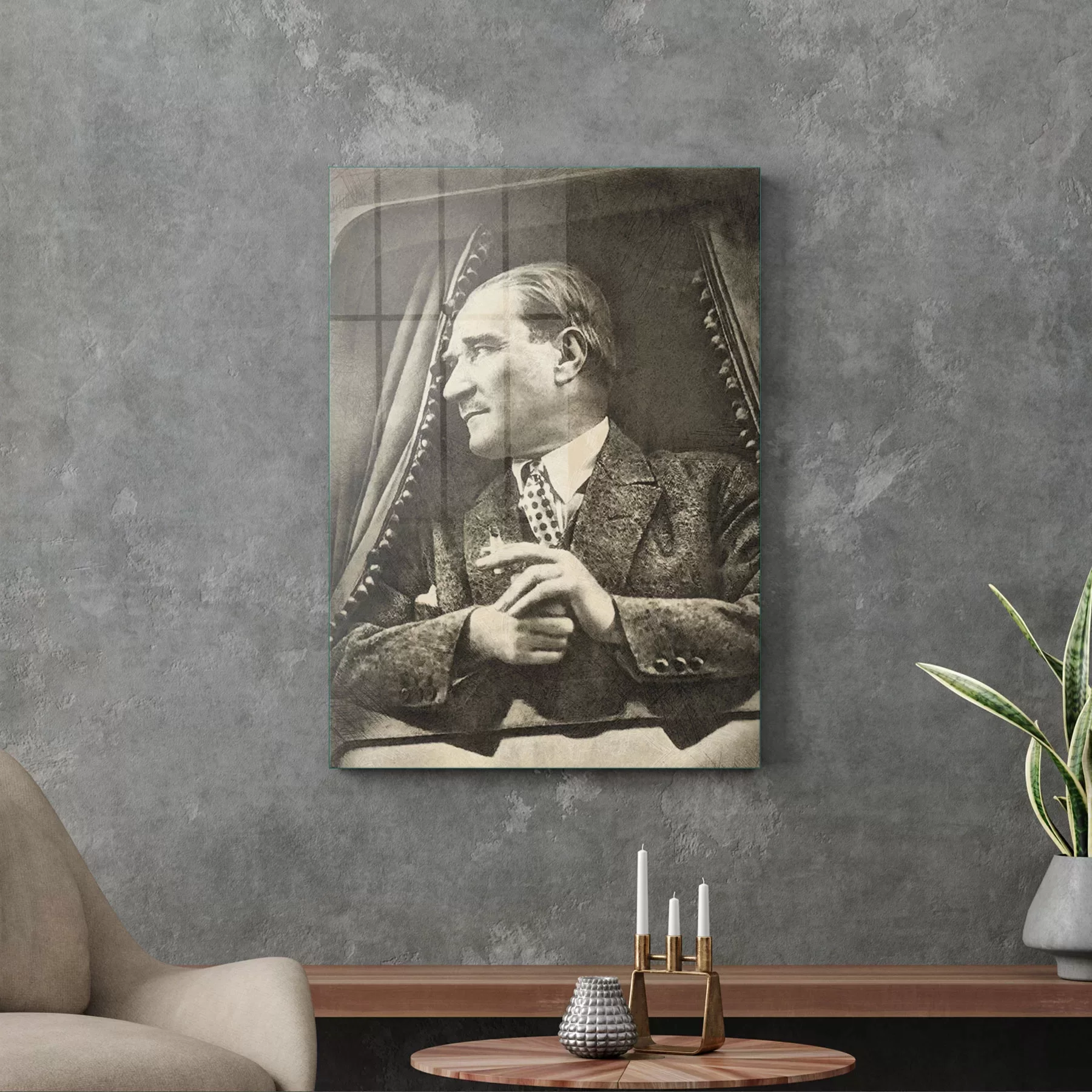 Picture of Decovetro Cam Tablo Atatürk Retro 30x40 cm