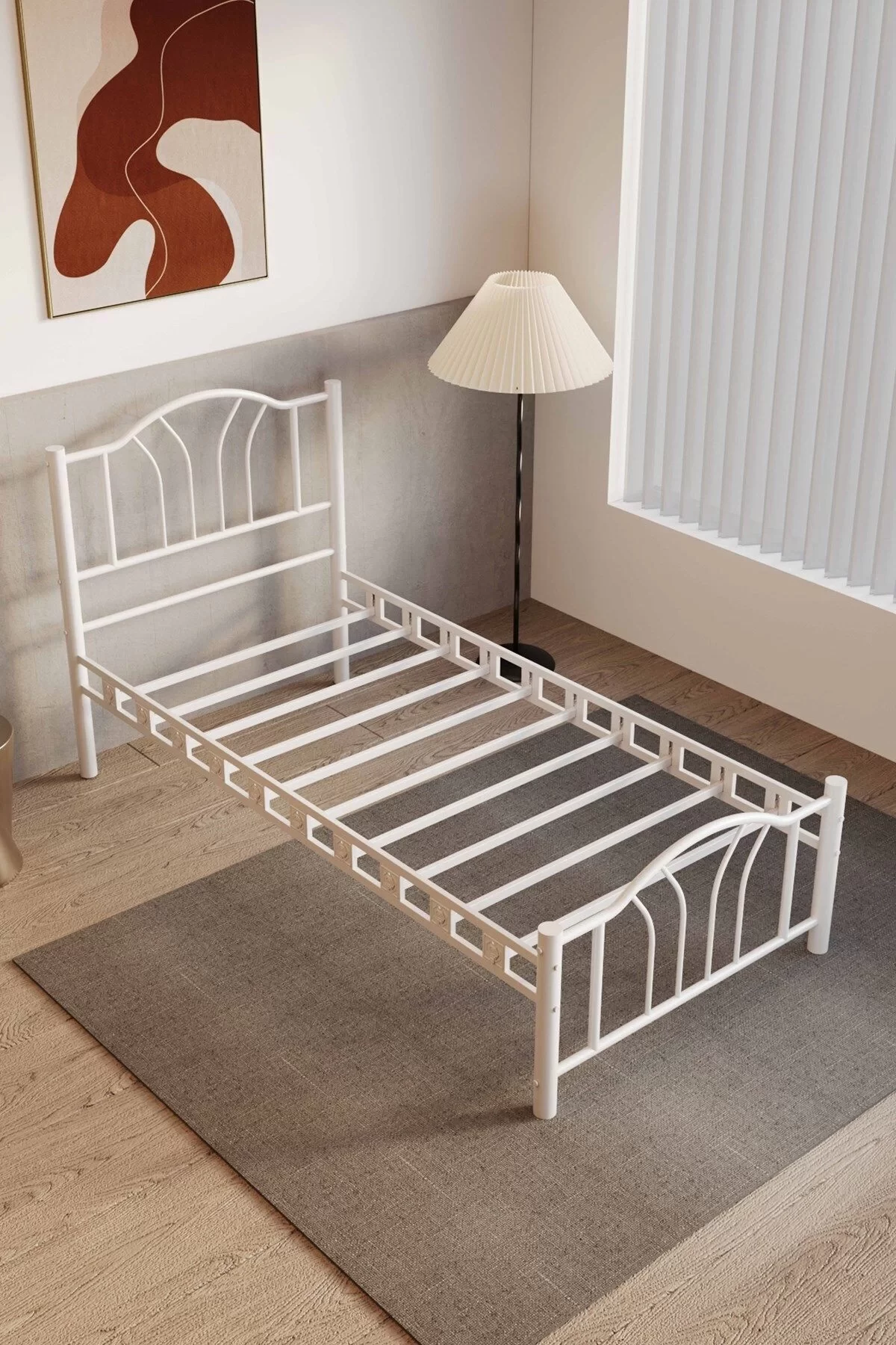 Picture of Bella Tek Kişilik Ferforje Metal Karyola Beyaz