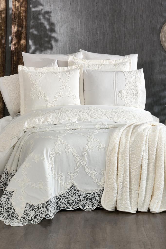 Picture of Çeyiz Diyarı Sahra 10 Parça Battaniyeli Çeyiz Seti Krem