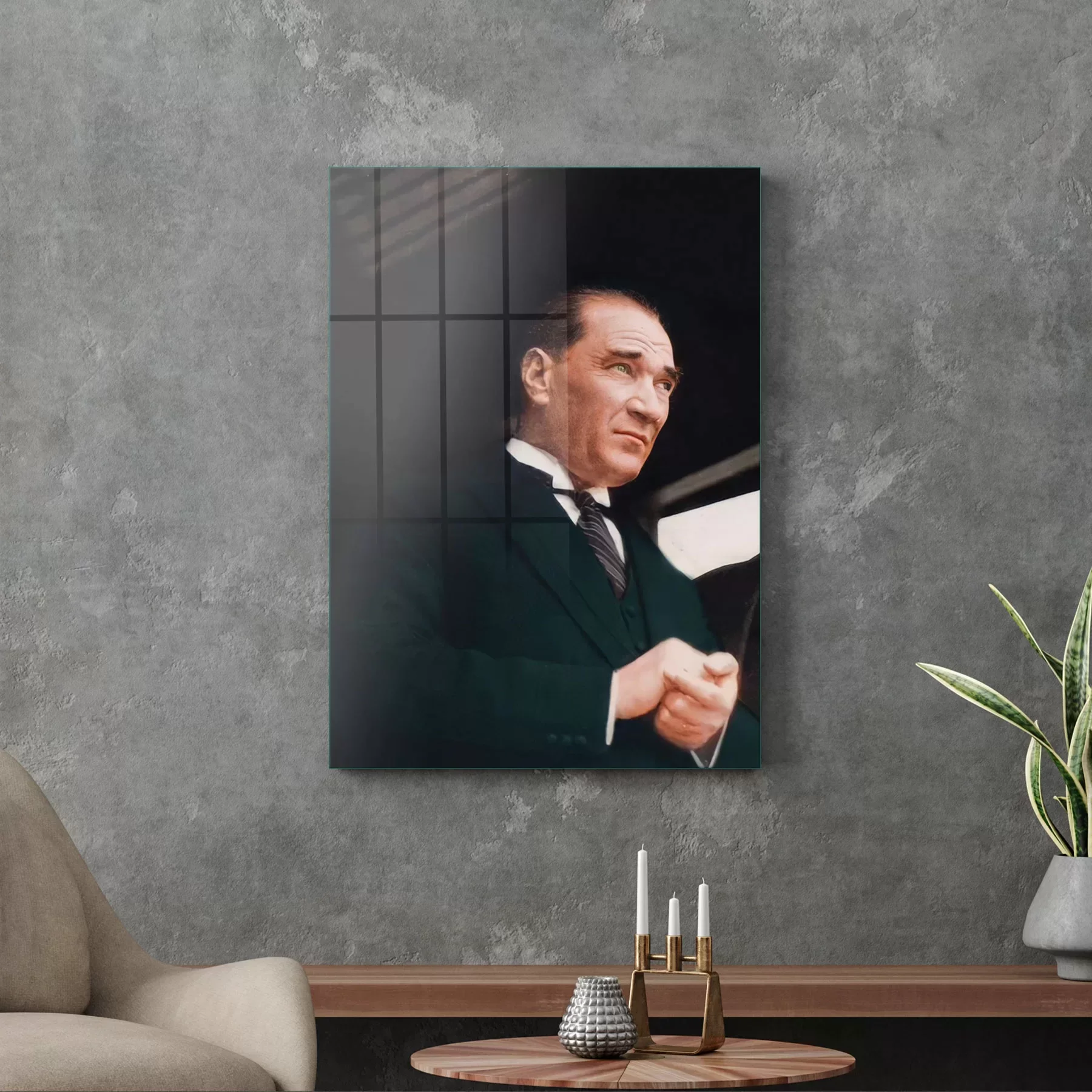 Picture of Decovetro Cam Tablo Atatürk Takım Elbiseli 50x70 cm