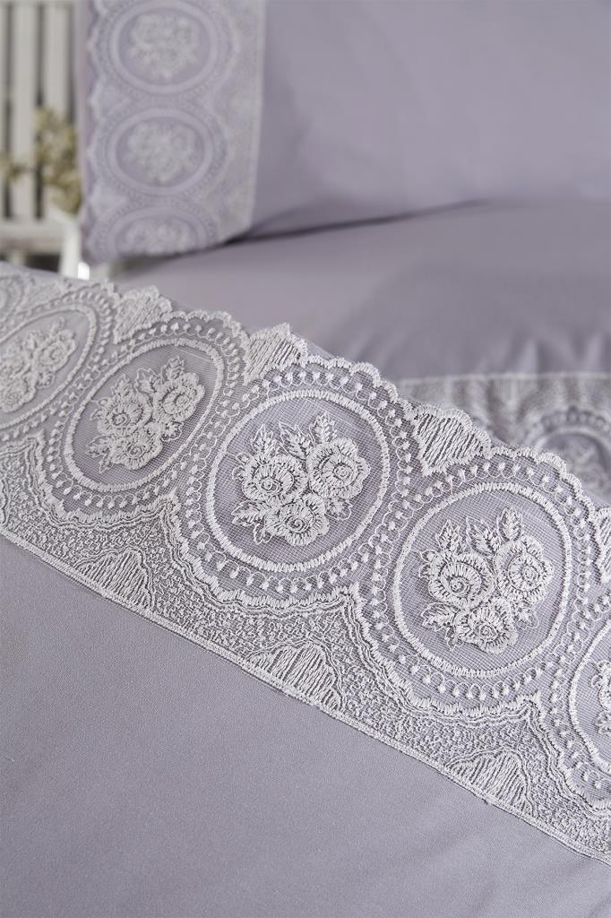 Picture of Fransız Dantelli Seda Çeyizlik Nevresim Takımı Gri