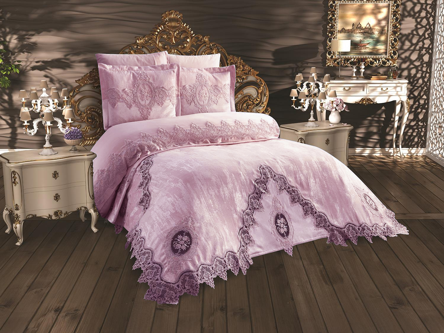 Picture of Fransiz Güpürlü Dilara Gelin Seti Pudra