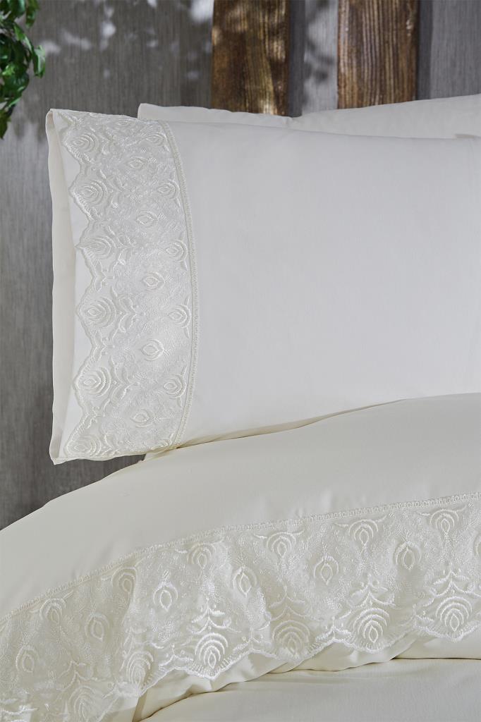 Picture of Fransız Dantelli Mahinur Çeyizlik Nevresim Takımı Krem