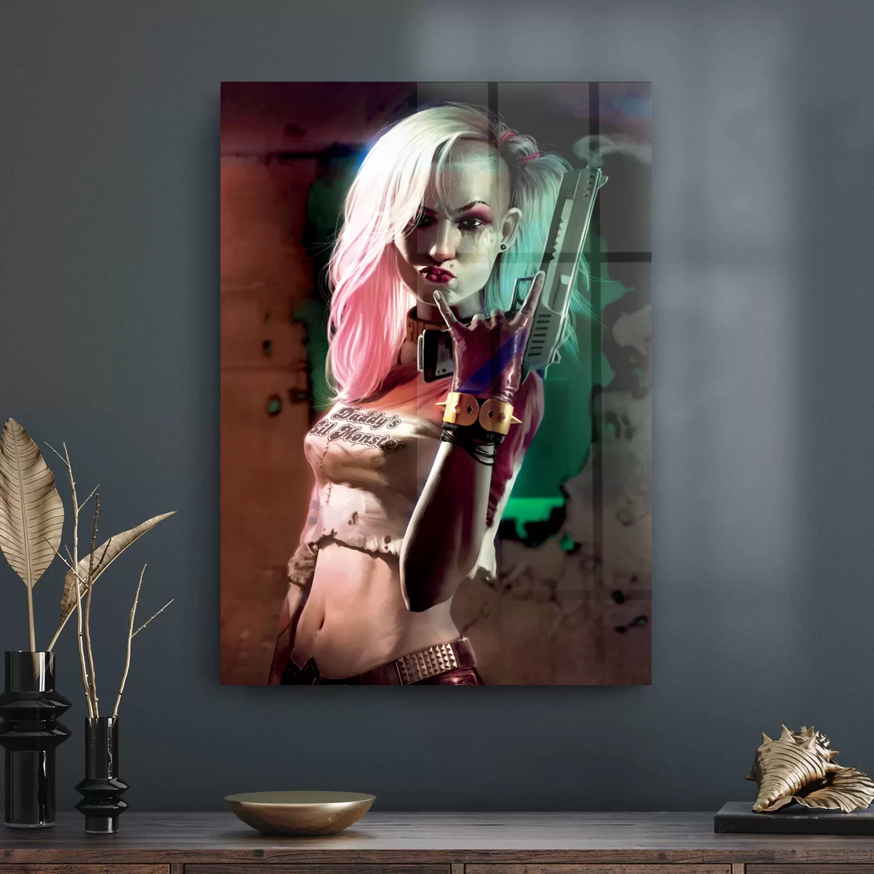 Picture of Decovetro Cam Tablo Harley Quinn Cyberpunk 30x40 cm