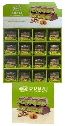 Picture of PISTACHIO KADAYIF FILLED DARK CHOCOLATE 100g (FLOWPACK - STAND)